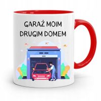 Kubek Czerwony Dla Mechanika Garaż Drugim Domem Z Nadrukiem Ze Zdjęciem