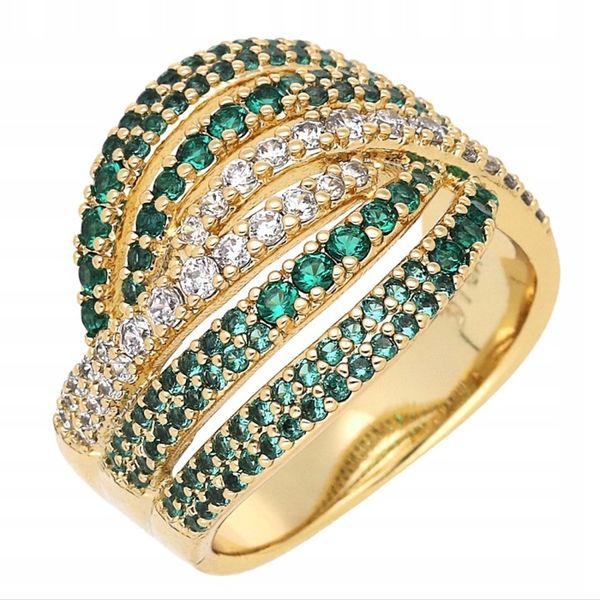 Pierścionek cyrkonie szmaragdowe Stal chirurgiczna r. 19 jakość wyjątkowy zdjęcie 1