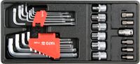 WKŁAD DO SZUFLADY KLUCZE HEX, TORX, NASADKI 31 CZĘŚCI - YT-55451