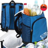 NIEBIESKI PLECAK TERMICZNY IZOTERMICZNY 15L NA PLAŻE KIESZONKI NA ŻYWNOŚĆ