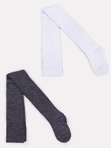 Rajstopy dziewczęce bawełniane z lurexem biało-czarne 116-122 YOCLUB na Arena.pl