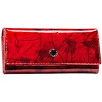 PETERSON portfel damski skórzany lakierowany z motylami P228 czerwony
