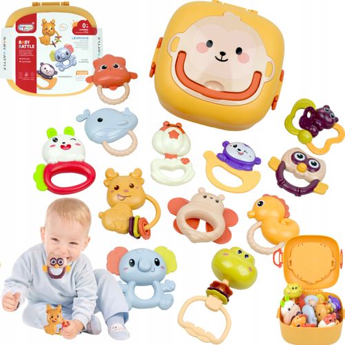 GRZECHOTKI I GRYZAKI ZWIERZĄTKA ZESTAW DLA NIEMOWLĄT 12 SZTUK W PUDEŁKU na Arena.pl