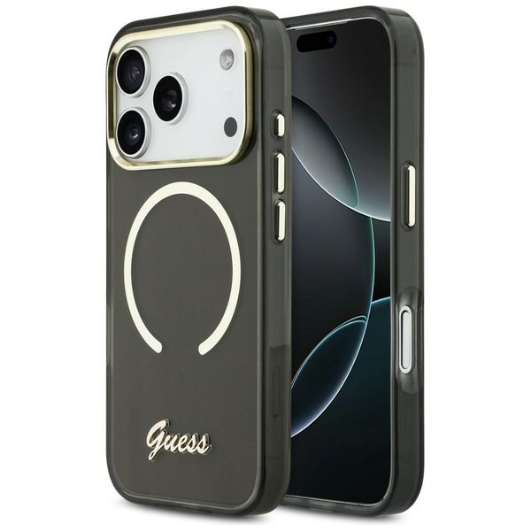 etui guess iml script metal magsafe do   iphone 17 pro czarny zdjęcie 1