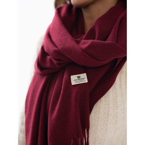 bordowy szalik na zimę z ciepłej tkaniny - peterson na Arena.pl