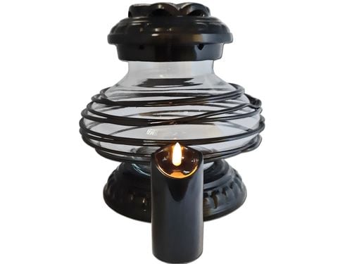 ZNICZ ZNICZE LAMPION NA GRÓB CERAMIKA UFO OPLOT CZARNY+ŚWIECA LED CZARNA na Arena.pl