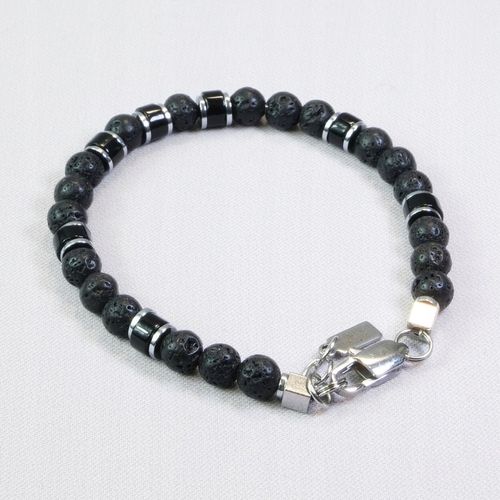 Bransoletka Męska Srebrna Prezent Dla Faceta Prezent Na Święta Lawa Onyks na Arena.pl