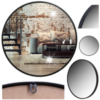 LUSTRO OKRĄGŁE W METALOWEJ CZARNEJ RAMIE LOFT ŚCIENNE WISZĄCE LOFTOWE 60 cm
