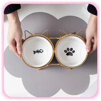 MISKA DLA KOTA PSA PODWÓJNA CERAMICZNA NA STOJAKU Miski ZESTAW 2SZT 2x300ml