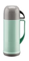 Termos plastikowy szklany wkład MOBI 0,68 l z kubkiem miętowo-szary