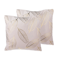 Zestaw 2 poduszek dekoracyjnych welurowych w liście 45 x 45 cm różowy FREESIA