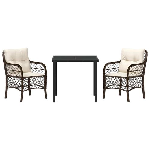 Zestaw do jadalni w ogrodzie 3 pcs Brązowy Polirattan na Arena.pl