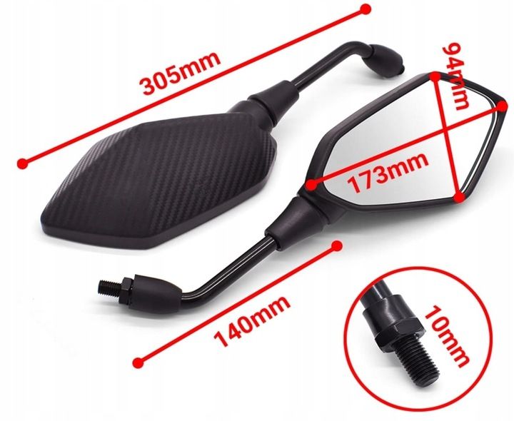 LUSTERKA M10 HOMOLOGACJA CARBON zdjęcie 2