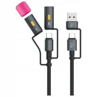 KABEL USB-C 4SMARTS EXPLORER 4W1 CZARNY LATARKA ZAPALNICZKA 60W 1M