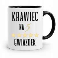 Kubek Czarny Dla Krawca Krawiec Na 5 Gwiazdek Z Nadrukiem Ze Zdjęciem