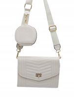 Victoria J. - torebka listonoszka portfelik przeszycia beżowy VJ-957