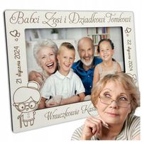 Prezent na dzień Babci i dziadka biała ramka z imionami wyjątkowy upominek