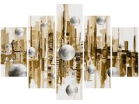 105CM 150CM ZEGAR 5 ELEM MIASTO ZE SNU SEPII DRUK OBRAZ