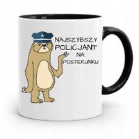 Kubek Czarny Najszybrzego Policjanta Policjantki Z Nadrukiem Ze Zdjęciem