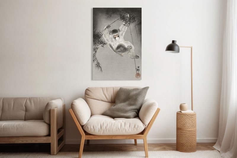 Obraz 60x90cm Monkey, Koson Japoński Vintage do Salonu zdjęcie 6