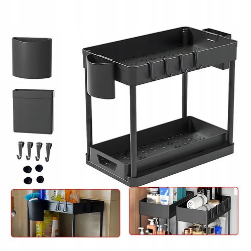 Dwupoziomowa Półka Regał Stojak Mocna pod Zlew Wysuwana do Kuchni na Arena.pl