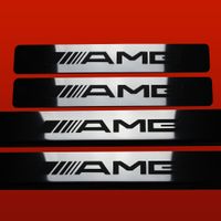 Listwa progowa MERCEDES C W203 AMG Stal nierdzewna 304 połysk z czarnymi li