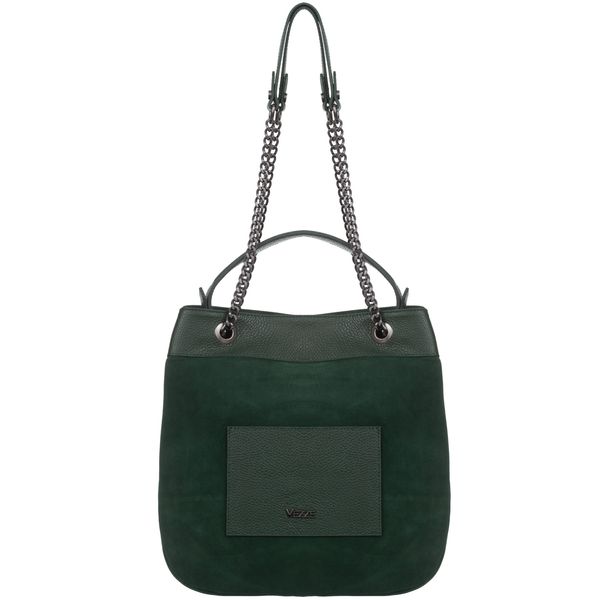 VEZZE torebka zamszowa damska worek z łańcuszkiem V500 c.zielona zdjęcie 1