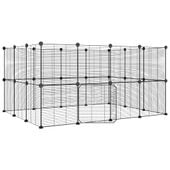 Klatka dla zwierząt z bramką, 28 paneli, czarna, 35x35 cm, stal