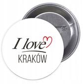Przypinki buttony I LOVE KRAKÓW badziki z grafiką