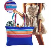 TORBA PLAŻOWA DUŻA, TORBA NA PLAŻĘ ZAPINANA NA ZAMEK Z KIESZONKĄ 50x40 cm