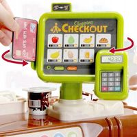 DUŻY SUPERMARKET SKLEPIK XXL SKLEP KASA WÓZEK STRAGAN DŹWIĘKI TERMINAL LADA