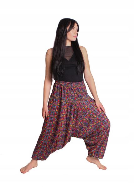 SZARAWARY SPODNIE KOLOROWE NADRUK FULL PRINT ŁOWICKIE zdjęcie 4