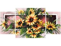 80X40CM SŁONECZNIKI KORALU TRÓJ OBRAZ