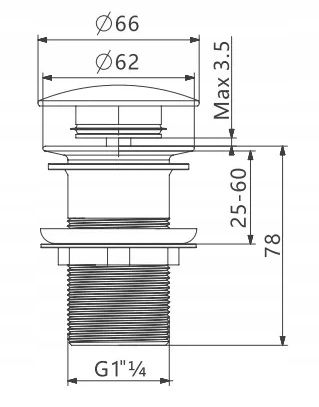 KOREK UMYWALKOWY KLIK-KLAK AUTOMAT BEZ PRZELEWU MOSIĘŻNY CZARNY SATYNOWY na Arena.pl