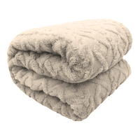 Koc 200x220 beż Aries tłoczony przytulny miękki narzuta do sypialni