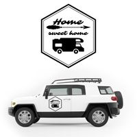 NAKLEJKA NA SAMOCHÓD sześciokąt Home sweet home napis strzałki KAMPER 50 cm