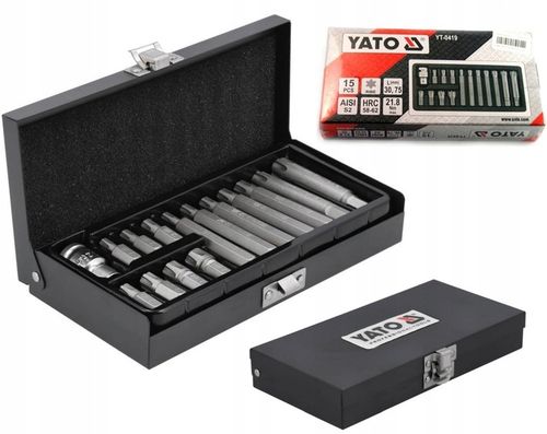 YATO ZESTAW 15 BITÓW KOŃCÓWEK WKRĘTAKOWYCH RIBE 30x70mm KOMPLET YT-0419 na Arena.pl