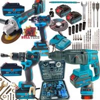 ZESTAW NARZĘDZI AKUMULATOROWYCH 48V 4w1 + WKRĘTARKA MŁOTEK SZLIFIERKA