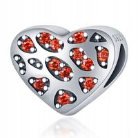 Zawieszka SREBRO 925 Charms Koralik Pomarańczowe Serce Cyrkonie