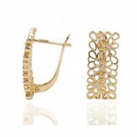 Kolczyki Ażurowe kwiatki z cyrkonią w kolorze złotym stal chirurgiczna 2cm