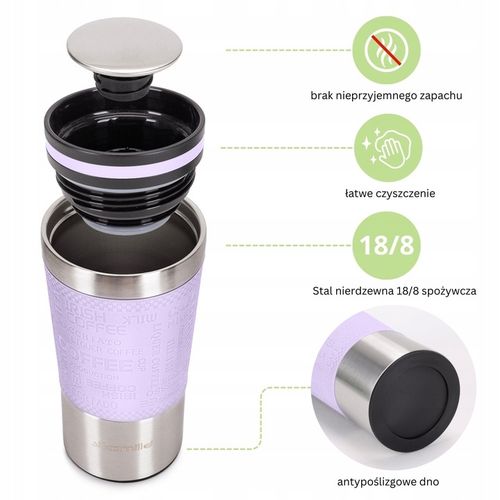 KUBEK TERMICZNY stalowy TERMOS do kawy herbaty szczelny KAMILLE 380ml na Arena.pl
