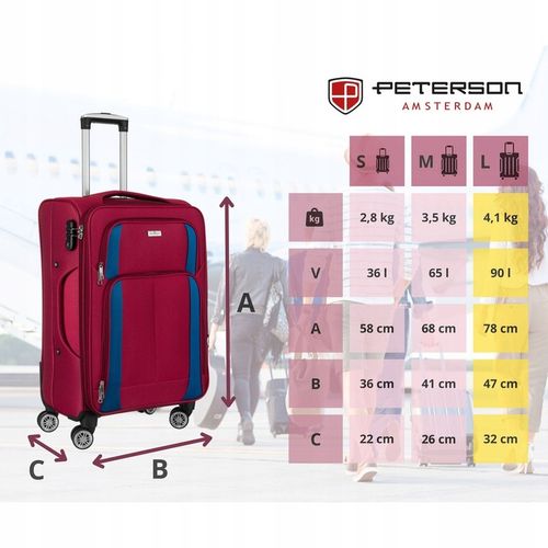 Duża walizka z wytrzymałej tkaniny poliestrowej w czerwono-niebieskim kolor na Arena.pl