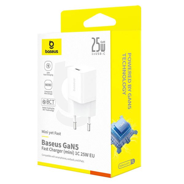 ładowarka baseus gan5 mini 1c, 25w (biały) zdjęcie 6