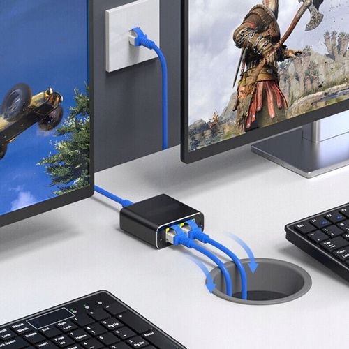 Adapter rozdzielacz mini Switch splitter LAN Ethernet RJ45 2xRJ45 1000M 1GB na Arena.pl