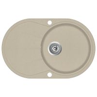 Granitowy zlewozmywak jednokomorowy, owalny, beżowy