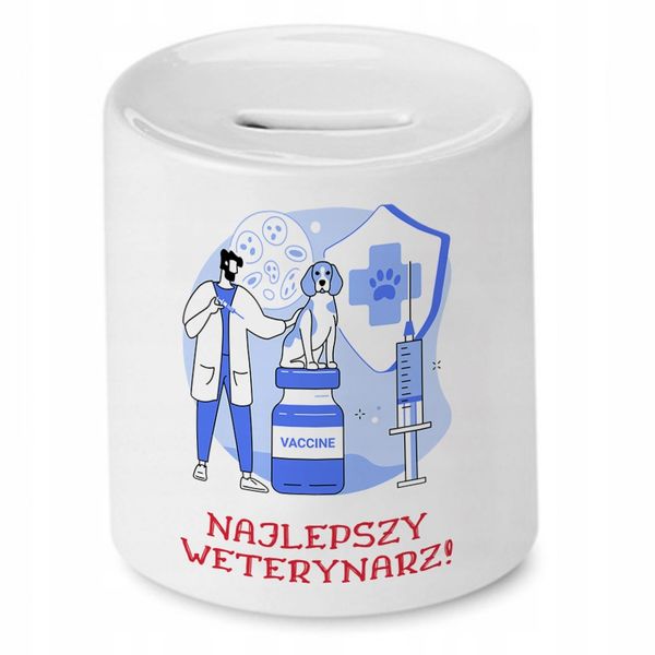 Skarbonka Dla Weterynarza Najlepszy Weterynarz Z Nadrukiem Ze Zdjęciem zdjęcie 1