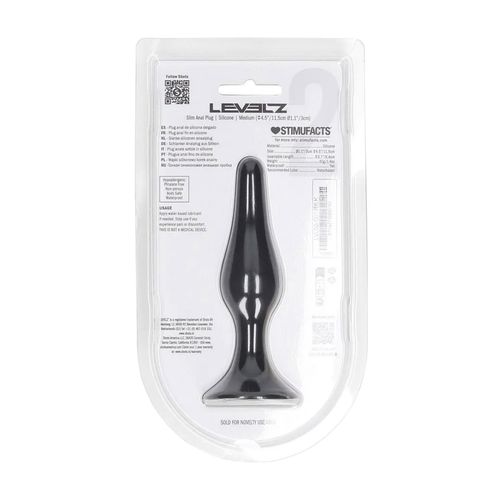 Slim Silicone Anal Plug - M - Black na Arena.pl