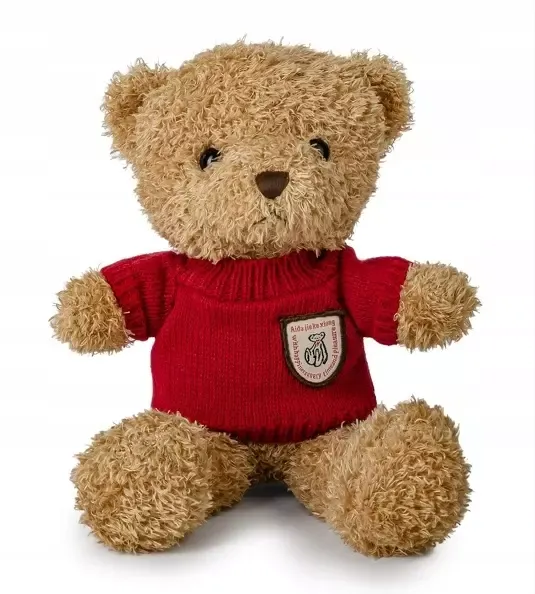 Miś brązowy 22cm w sweterku czerwony zdjęcie 1