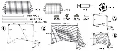 Bramki  2w1 185x120x70 CM + Piłka na Arena.pl