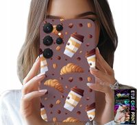 ETUI DO SAMSUNG GALAXY S25 ULTRA - CASE Z KAWĄ ROGALIKAMI I ZIARNAMI W TLE